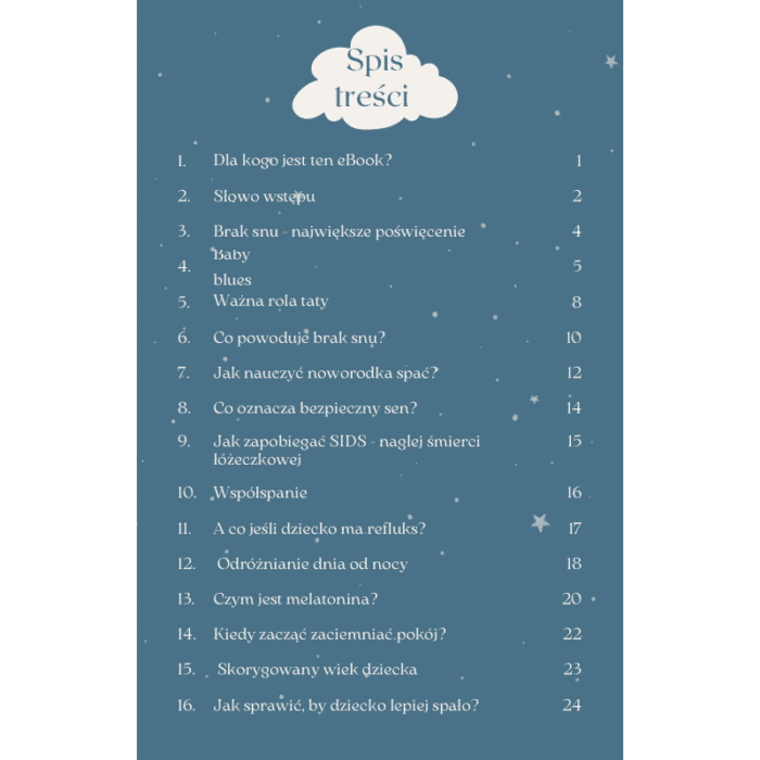 spis tresci poradnik o snie noworodka 1